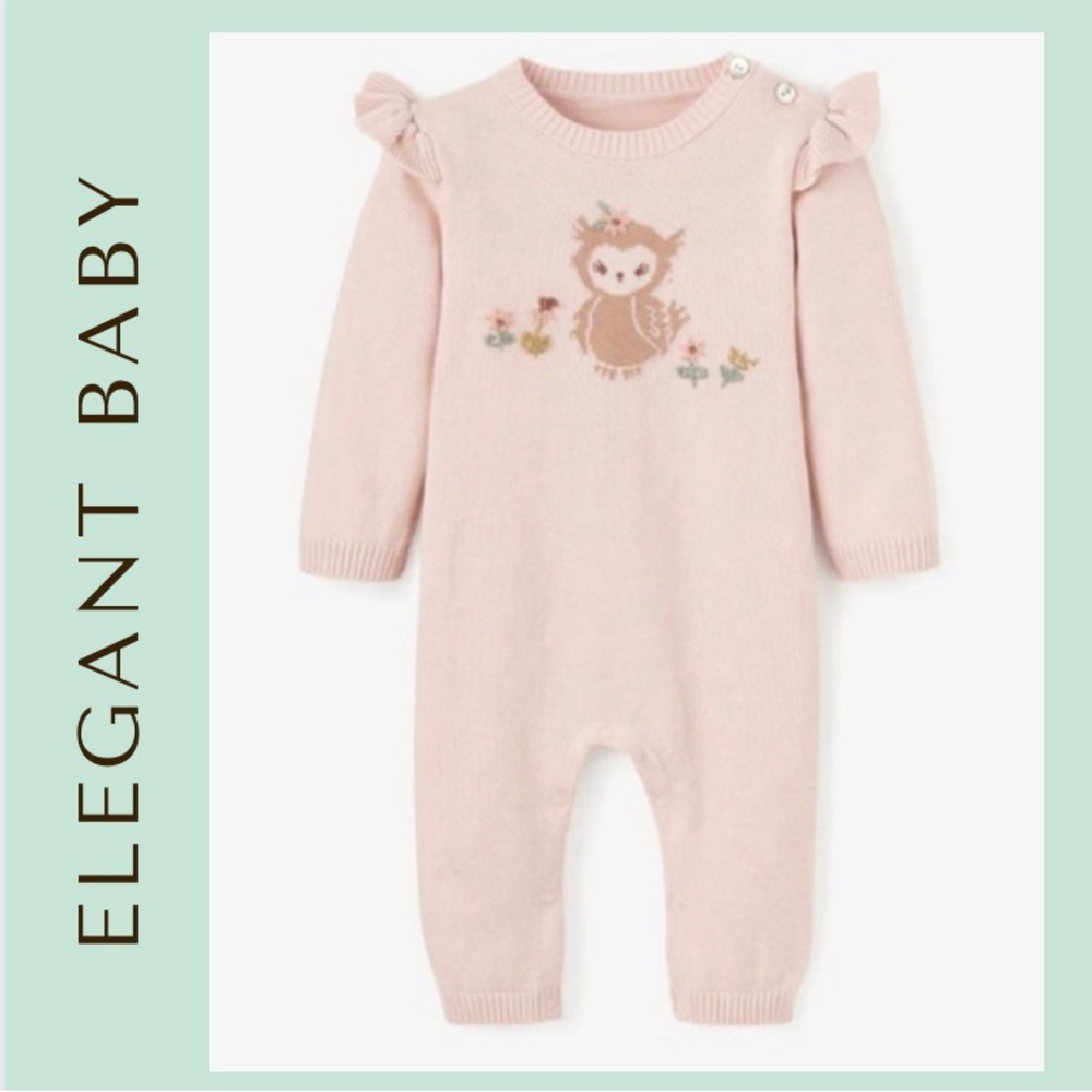 NWT Elegant Baby Owl Knit Sweater Romper